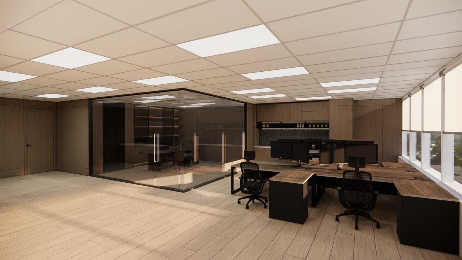 Office renovation pricing changes when reception, meeting rooms, acoustic control, data, lighting and after-hours work are included.